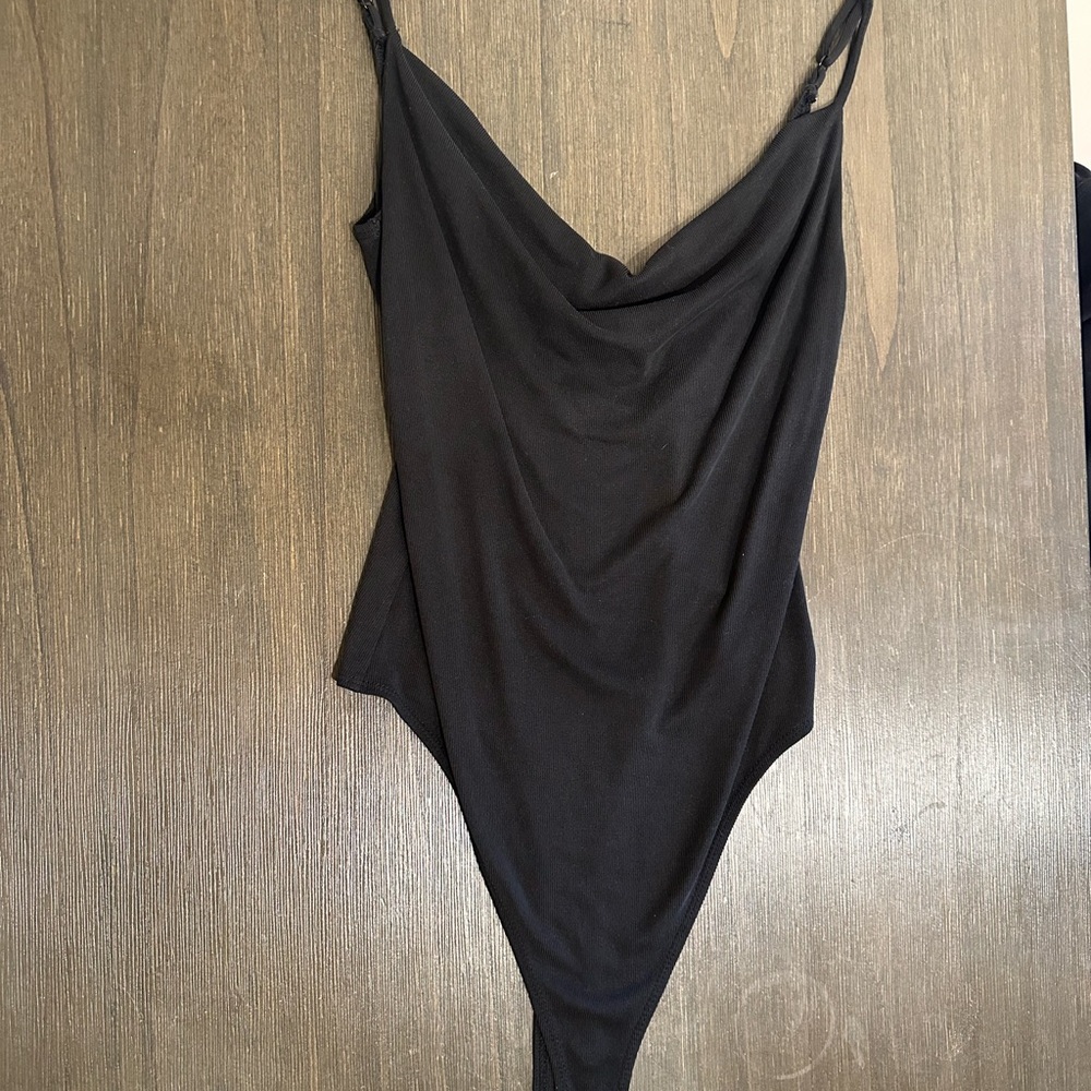 Black Draped Bodysuit